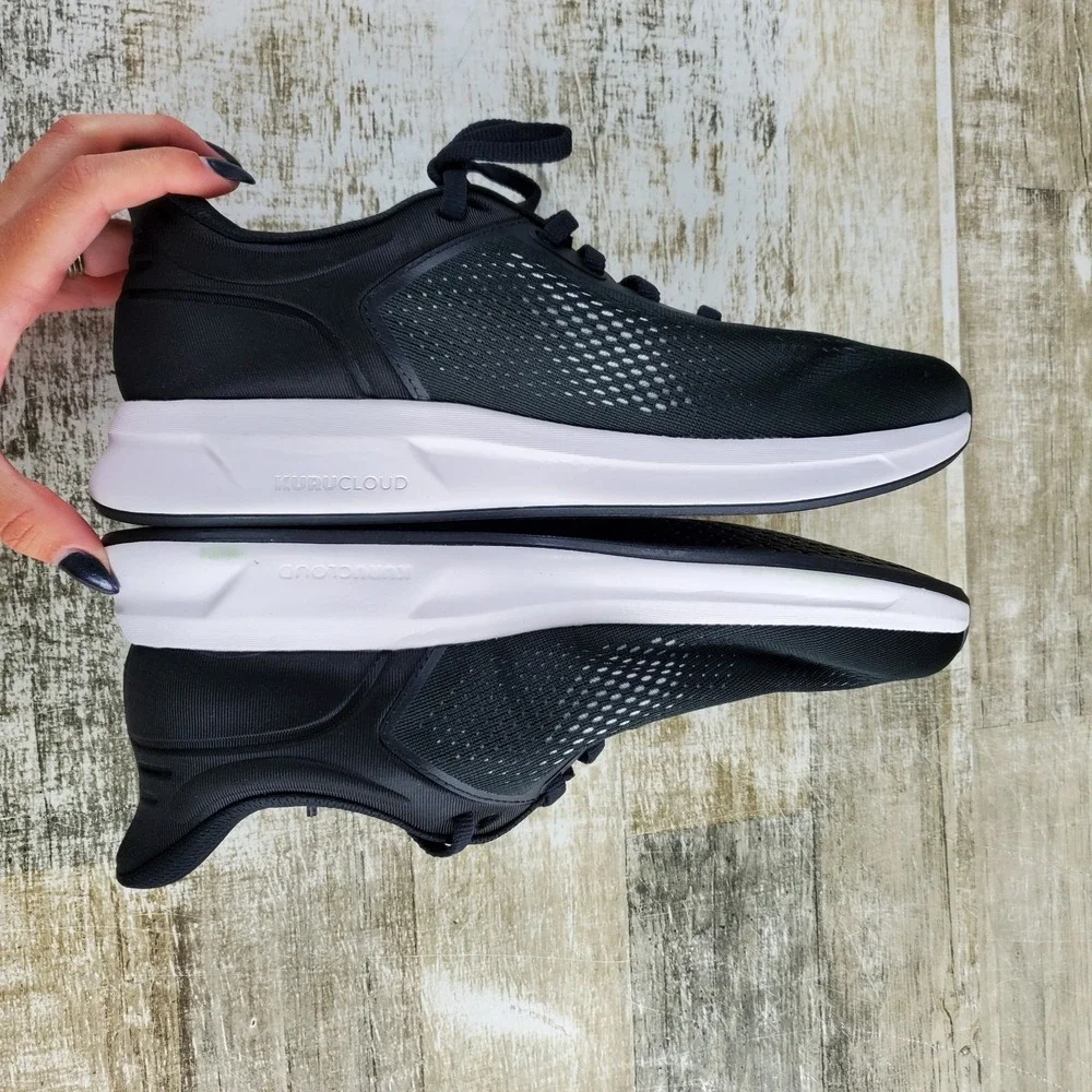 KURU ATOM Fusion Womens Shoes Sz 10 M Running Jet Black Bright White Sneakers